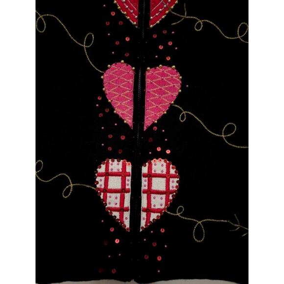 Vintage Jack B. Quick Sweater Cardigan Valentines Hearts Dead Stock Medium NWT - Picture 6 of 9